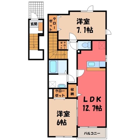 鹿沼駅 バス15分  上石川十文字下車：停歩9分 2階の物件間取画像